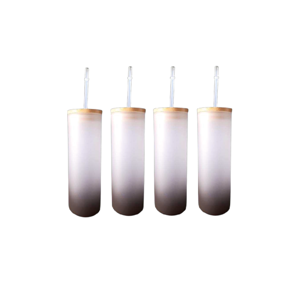 23Mesa de trabajo 1 Vaso de Vidrio Nublado con Tapadera de Bambú